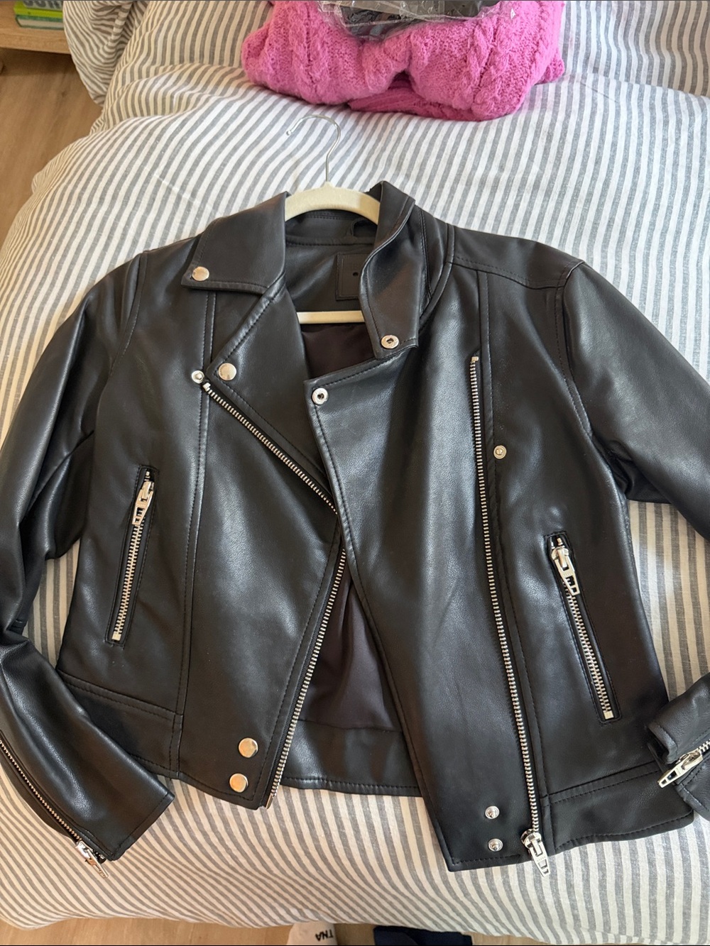 Black Leather Moto Jacket - Women